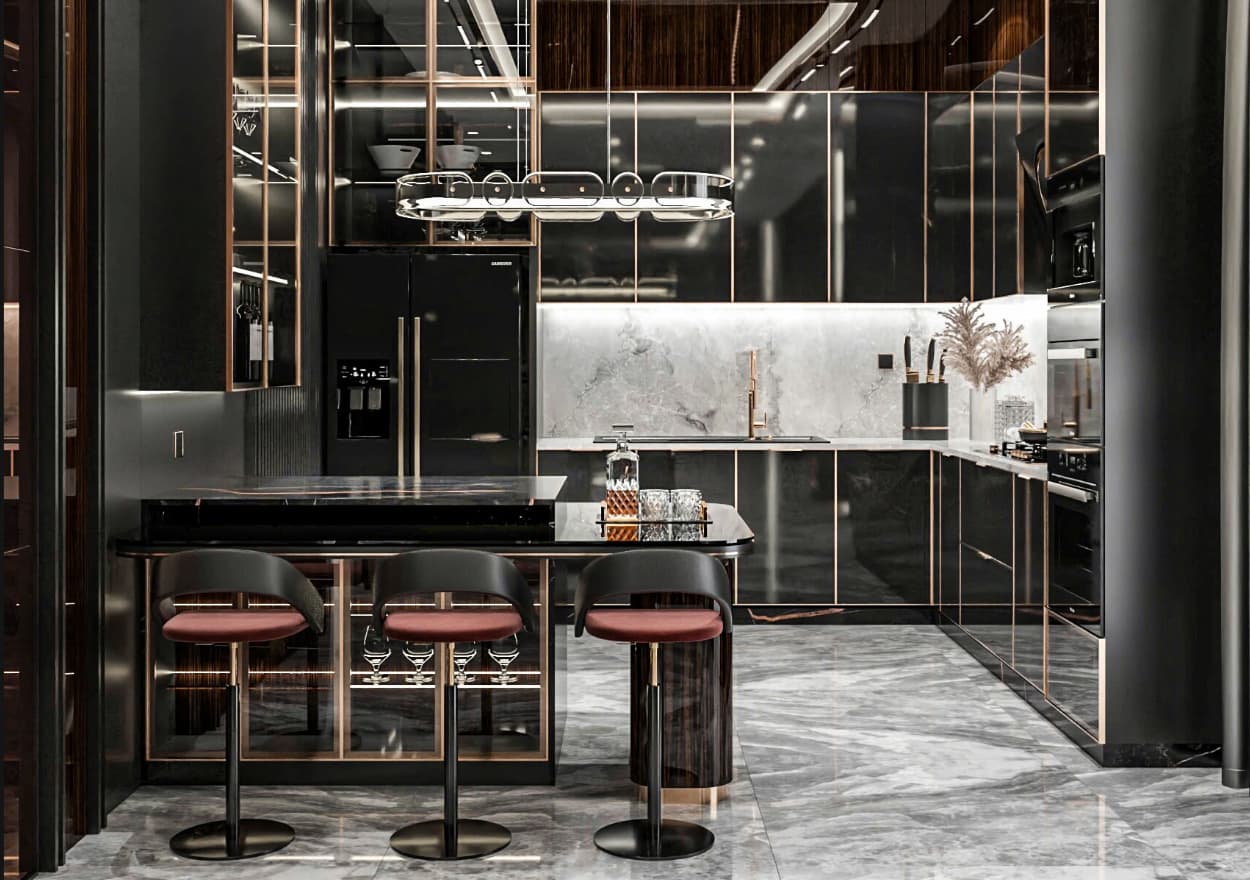 Đá ốp tường tủ bếp