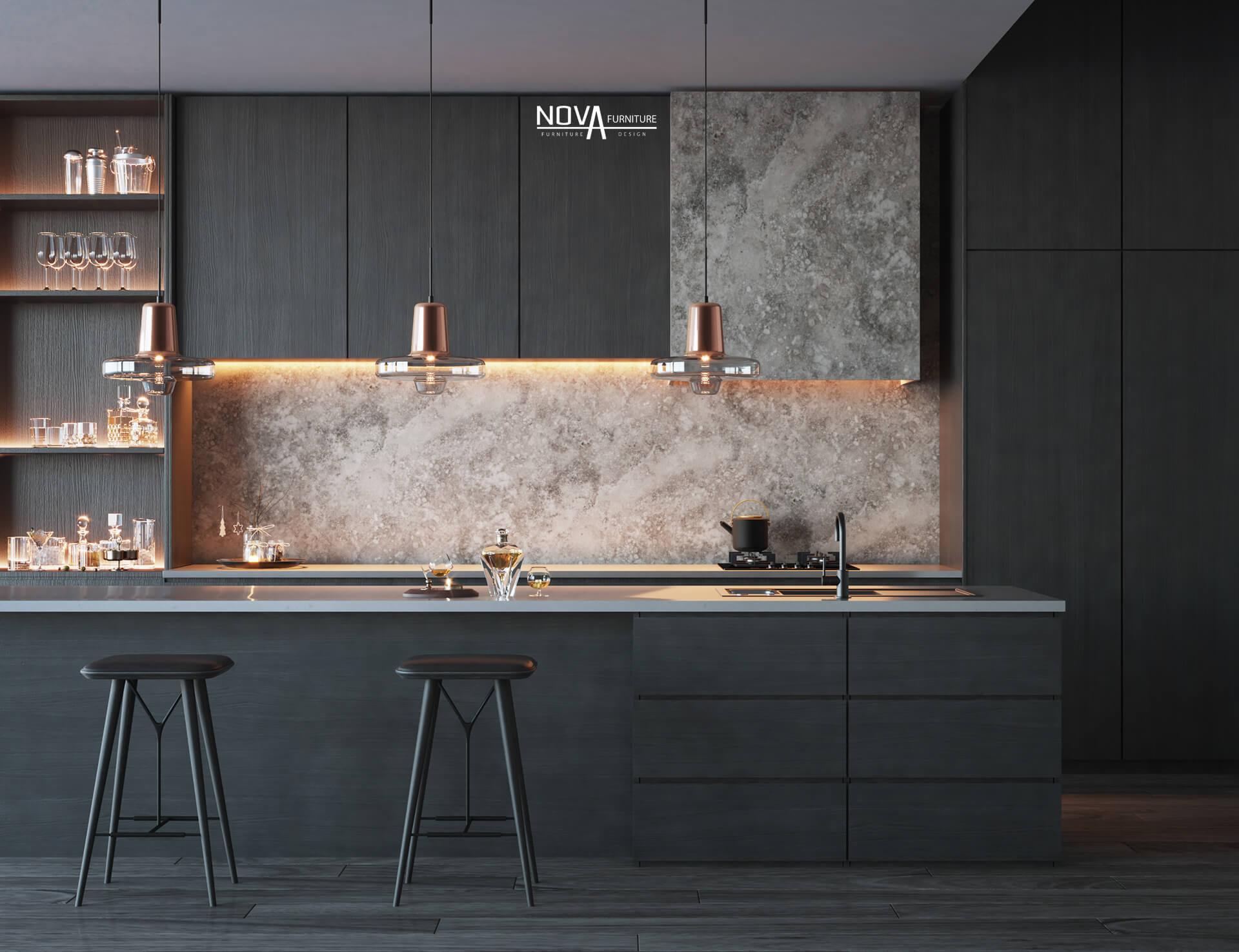 Tủ bếp kịch trần