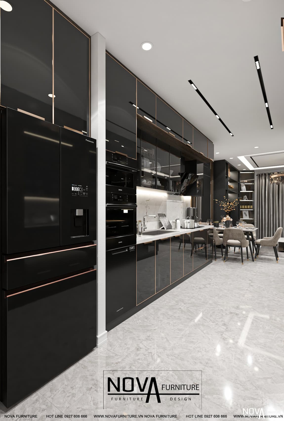 Tủ bếp cánh kính