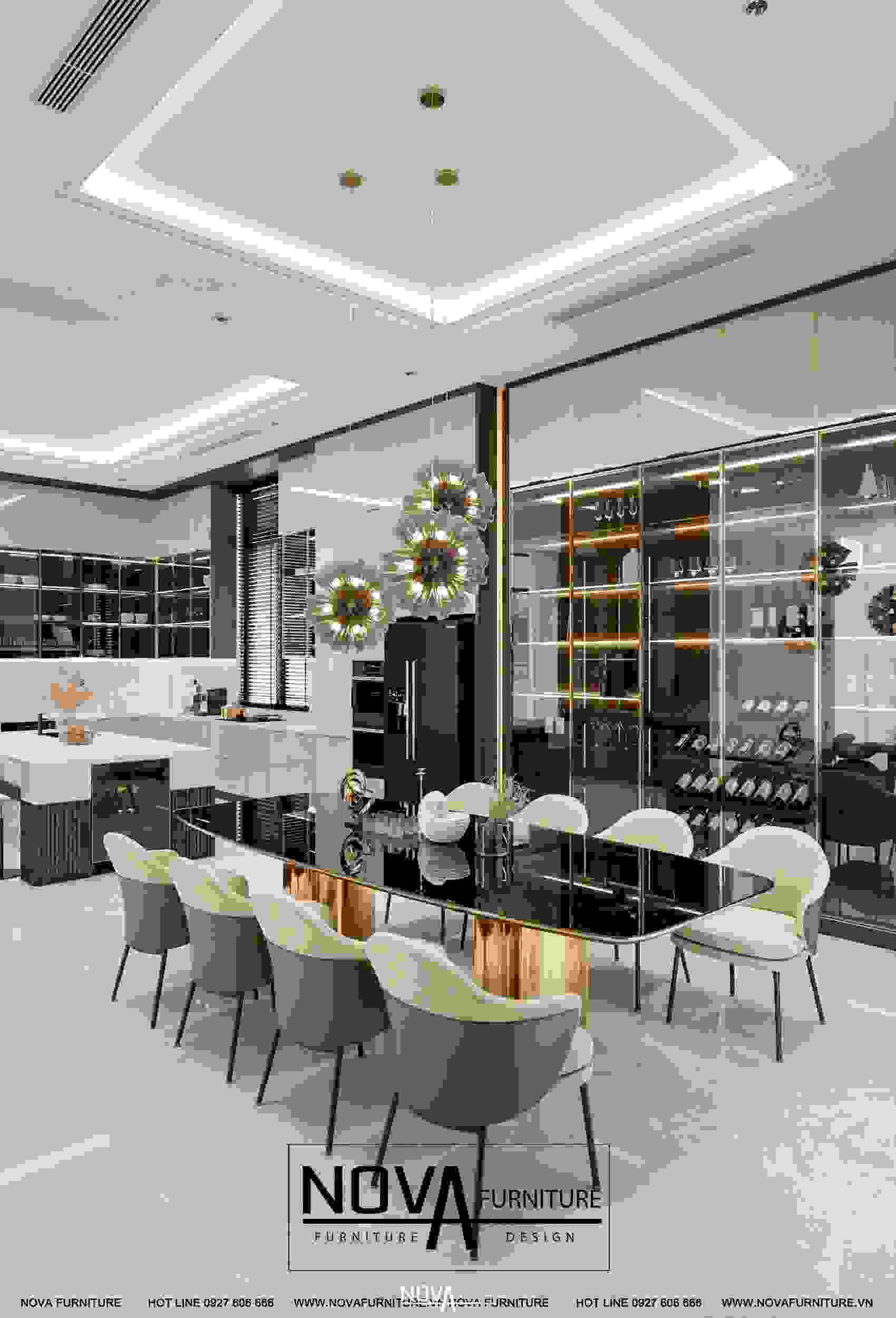 Tủ bếp cánh kính Luxury HCM