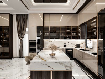 Tủ bếp cánh kính cao cấp HCM