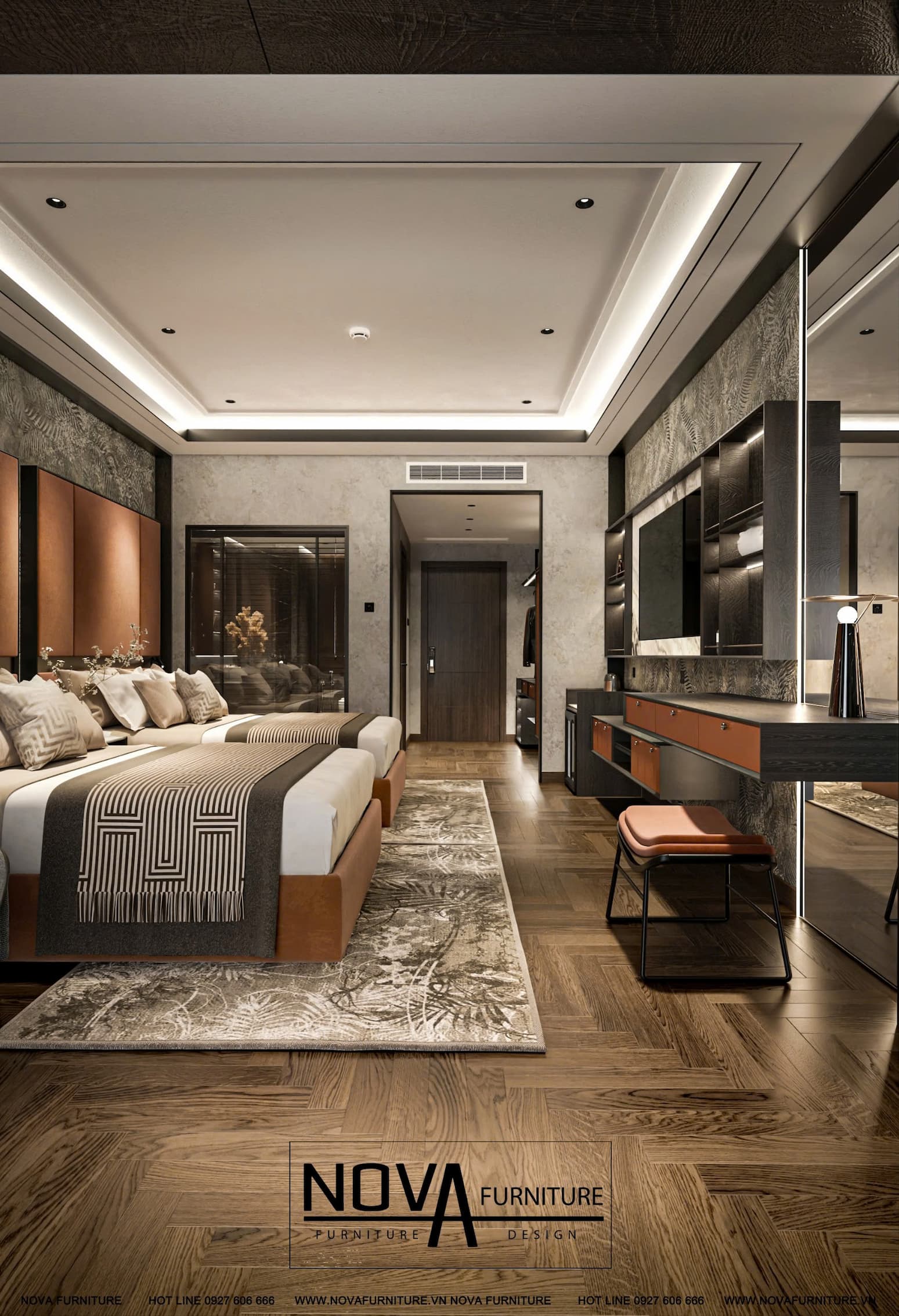 Thiết kế Nội thất phòng ngủ đôi Luxury