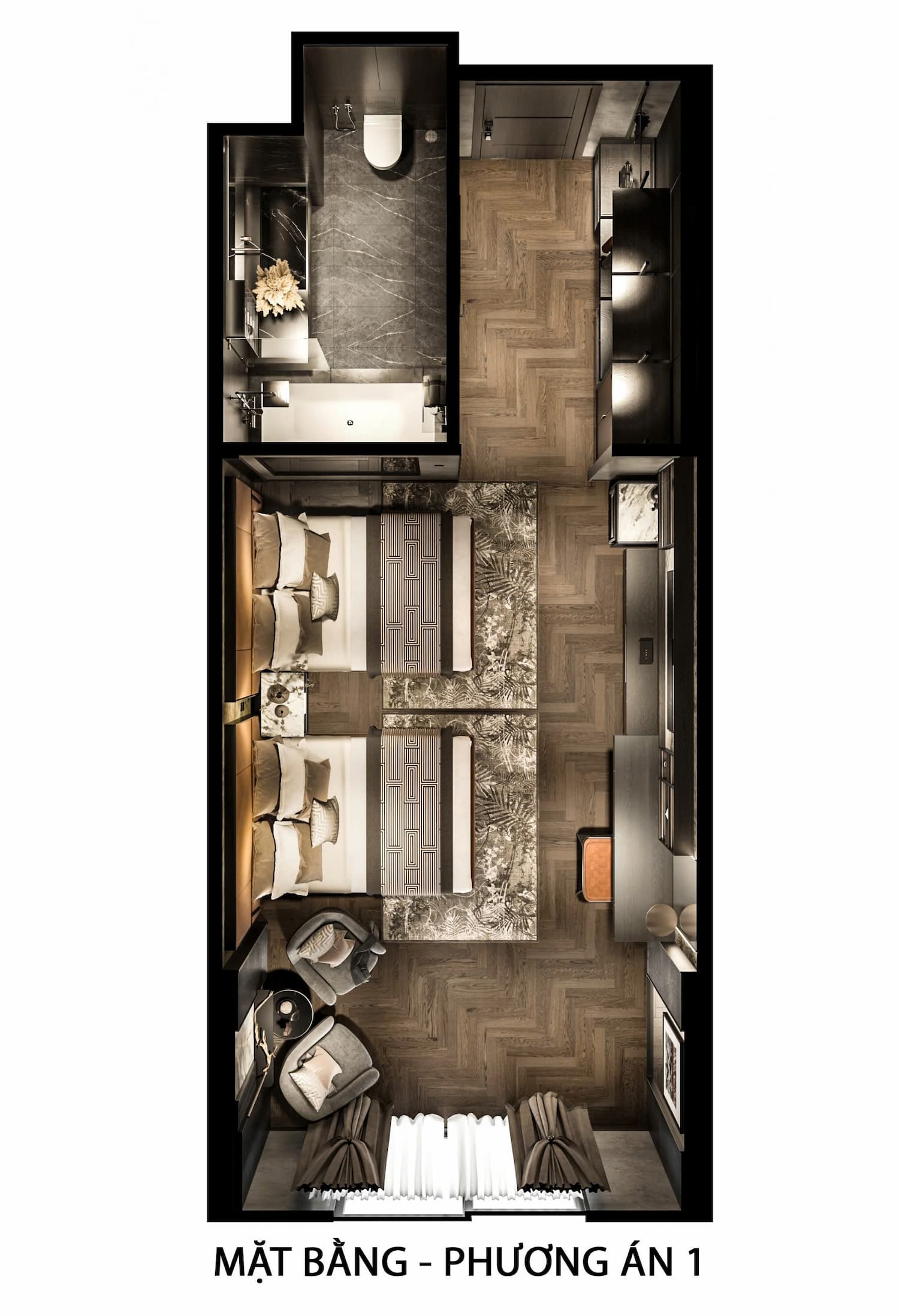 Thiết kế Nội thất phòng ngủ đôi Luxury