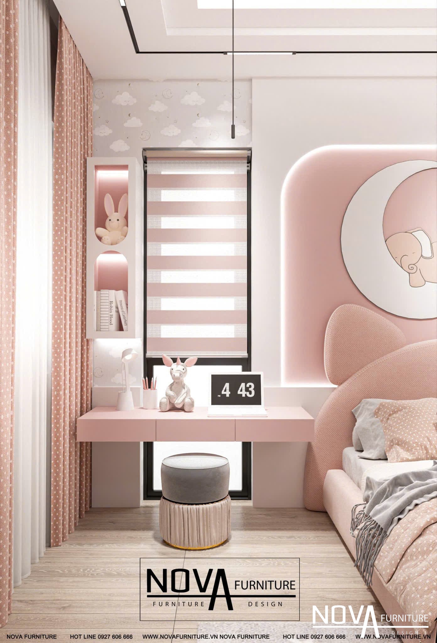 Thiết kế nội thất phòng ngủ cho bé gái