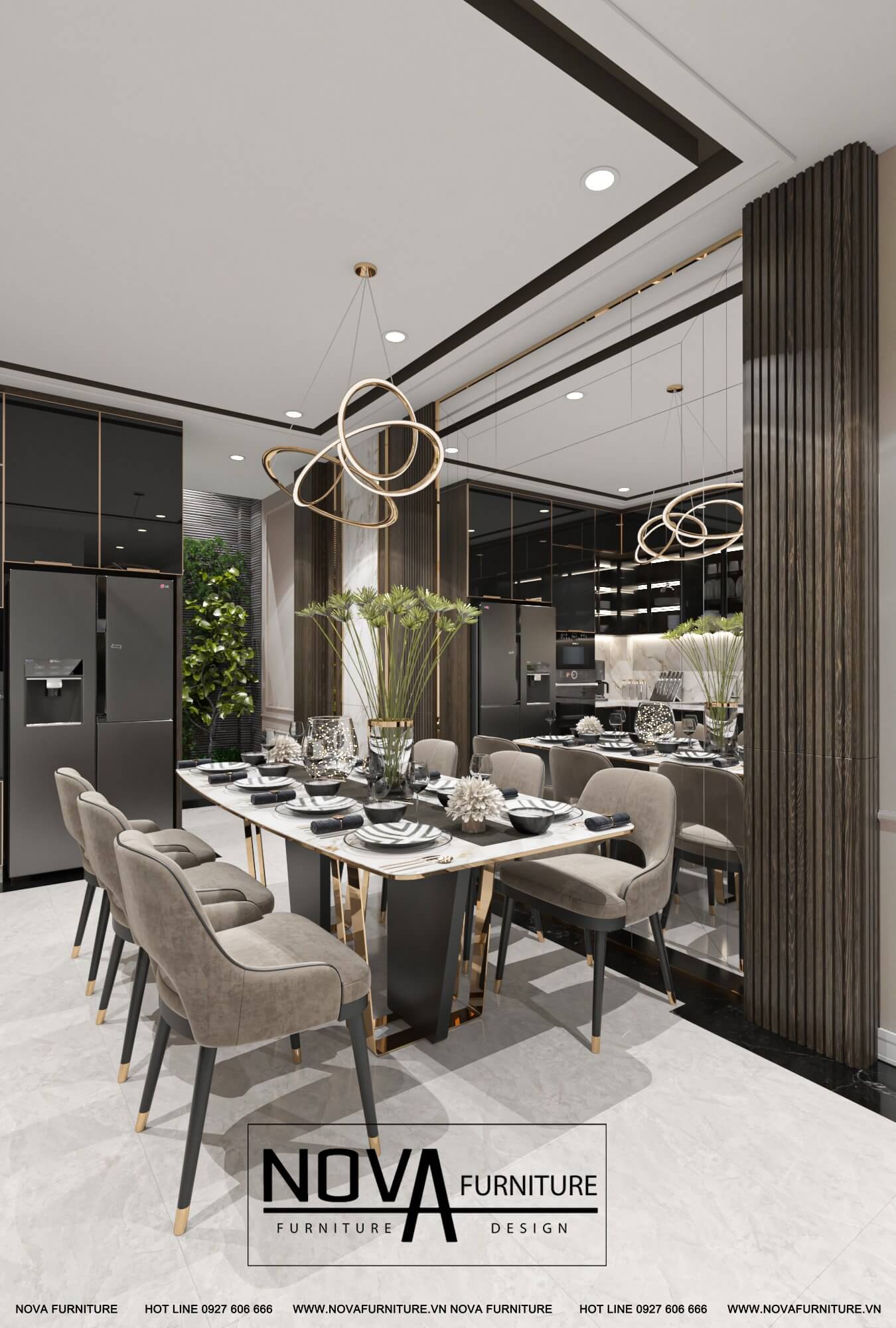 Tủ bếp cánh kính hợp kim nhôm cao cấp