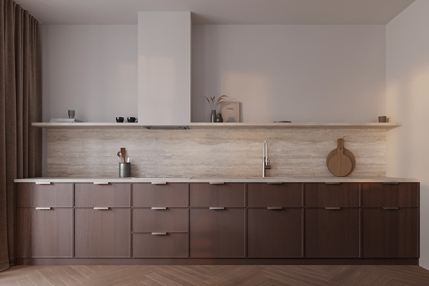 Tủ bếp hợp kim nhôm phong cách tân cổ điển