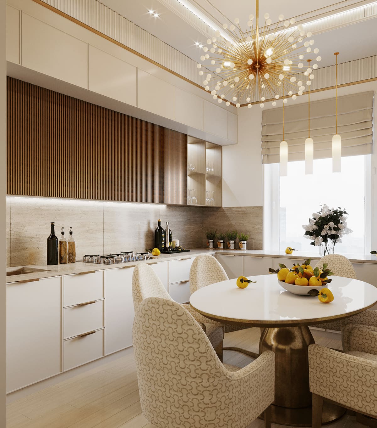 Tủ bếp hợp kim nhôm tân cổ điển sang trọng