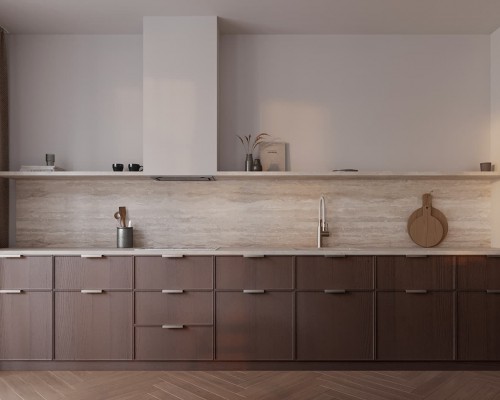 Tủ bếp hợp kim nhôm phong cách tân cổ điển