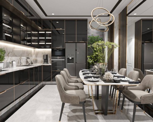 Tủ bếp cánh kính hợp kim nhôm cao cấp