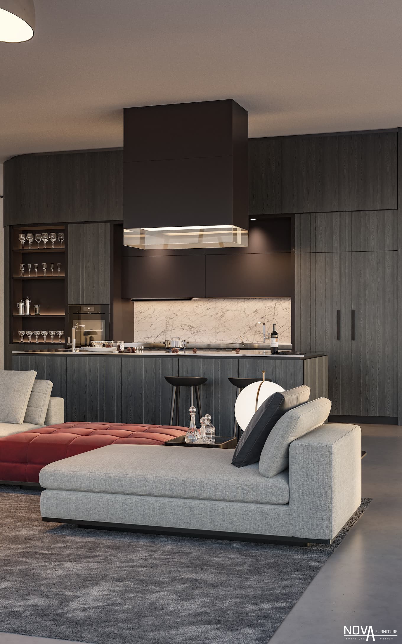 Thiết kế tủ bếp MDF màu đen sang trọng