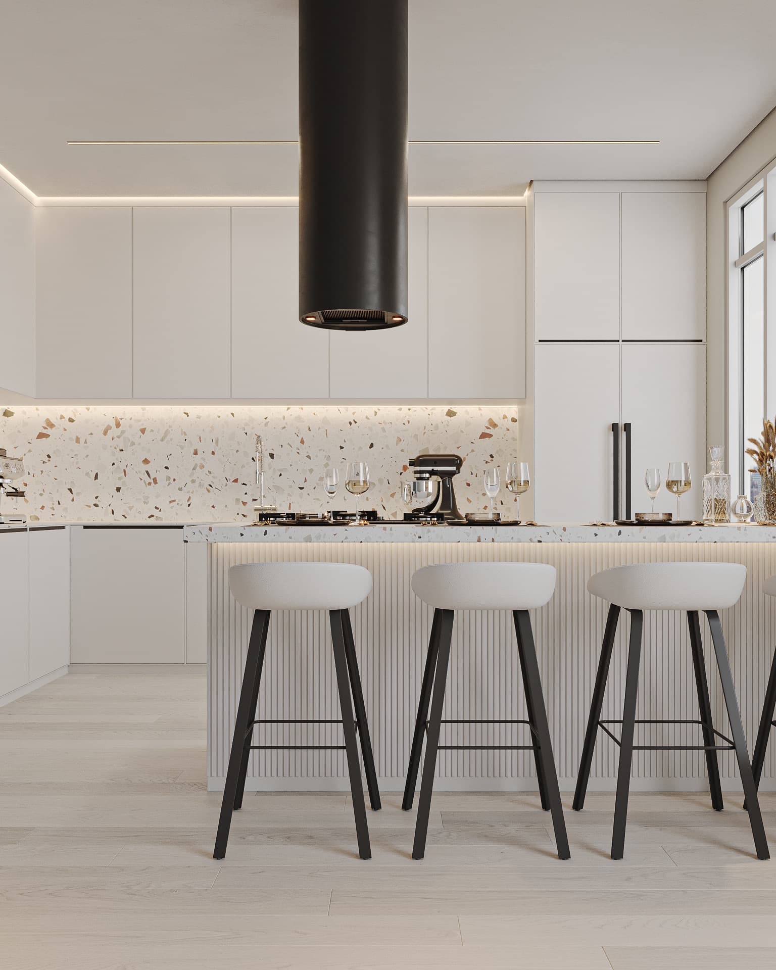 Thiết kế tủ bếp gỗ màu trắng đẹp Cần Thơ