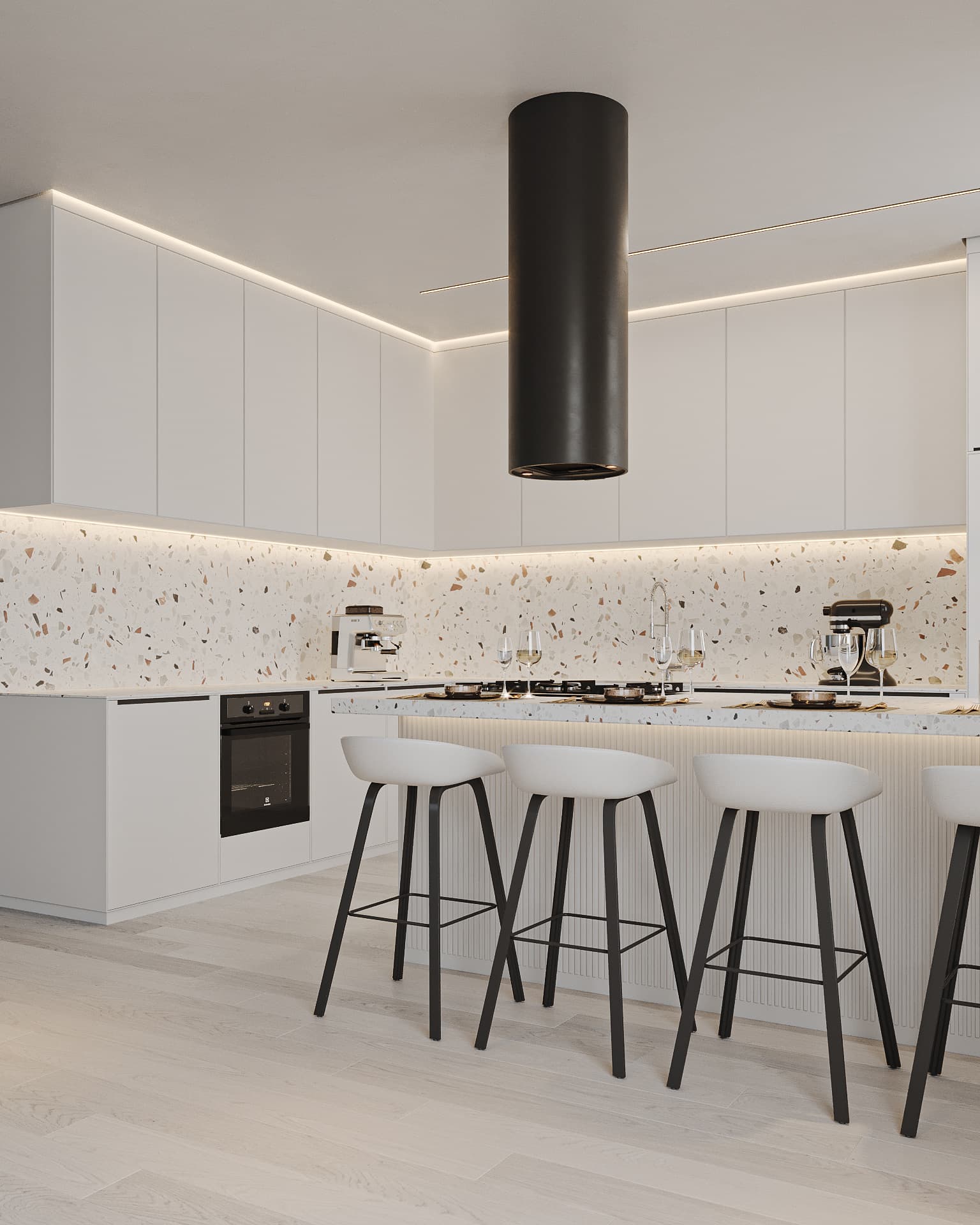 Thiết kế tủ bếp gỗ màu trắng đẹp Cần Thơ