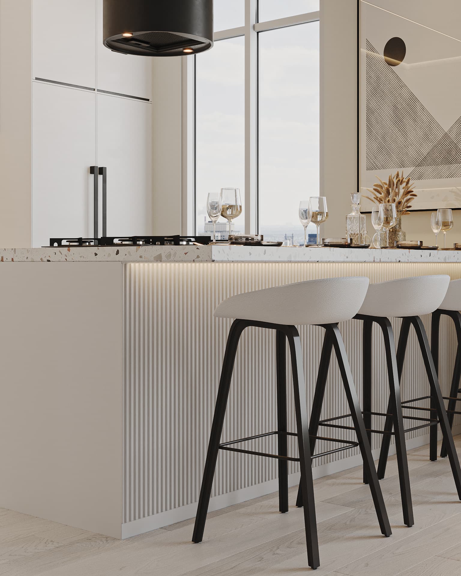 Thiết kế tủ bếp gỗ màu trắng đẹp Cần Thơ