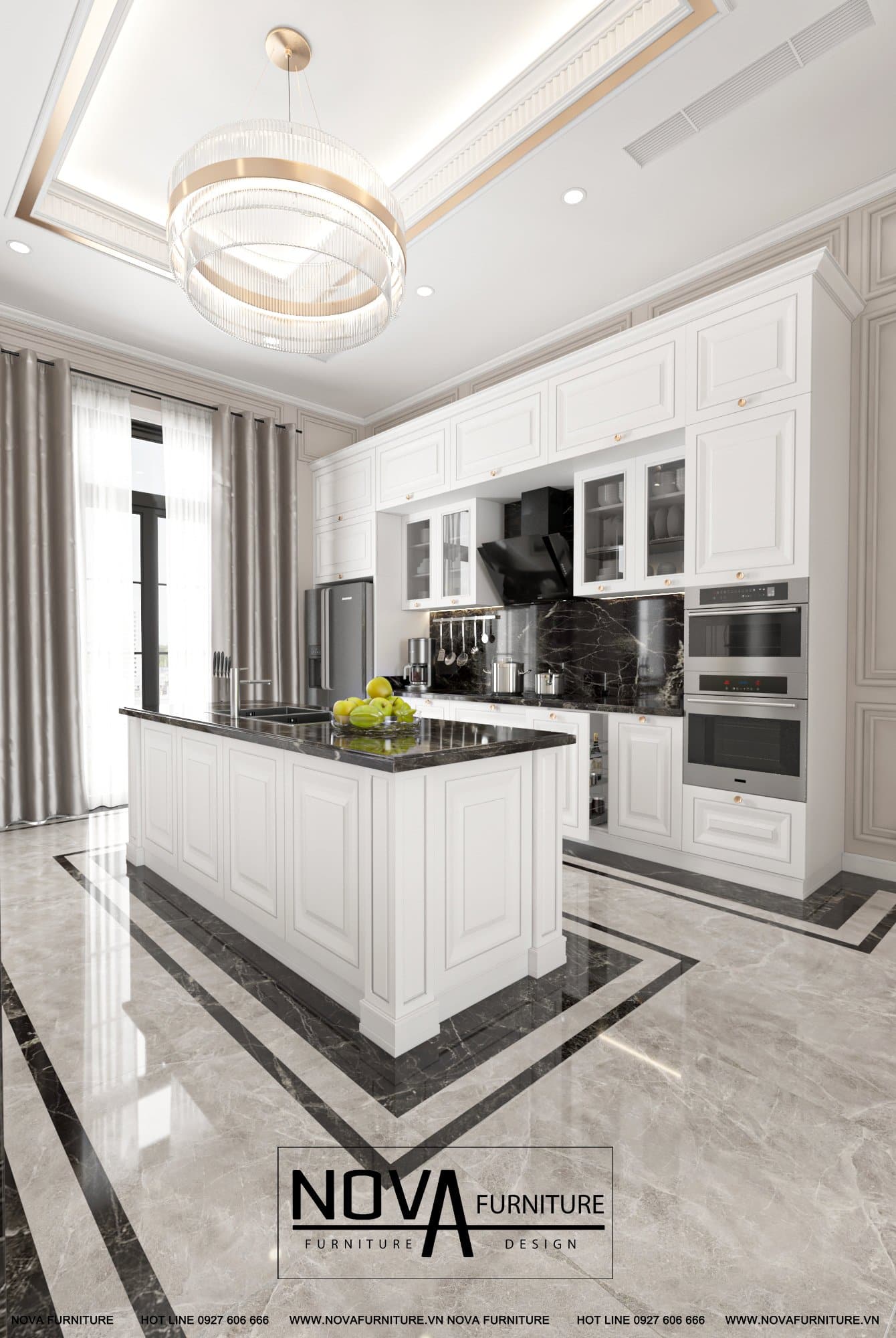 Thiết kế tủ bếp tân cổ điển cao cấp