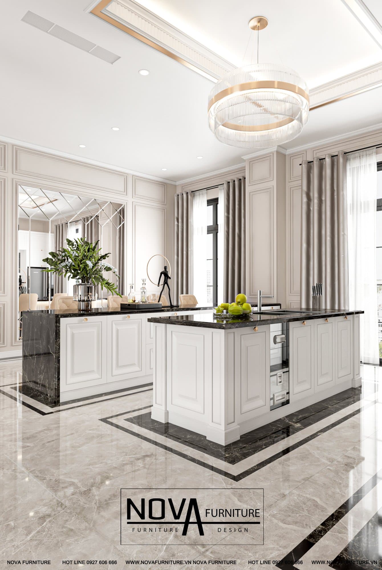 Thiết kế tủ bếp tân cổ điển cao cấp
