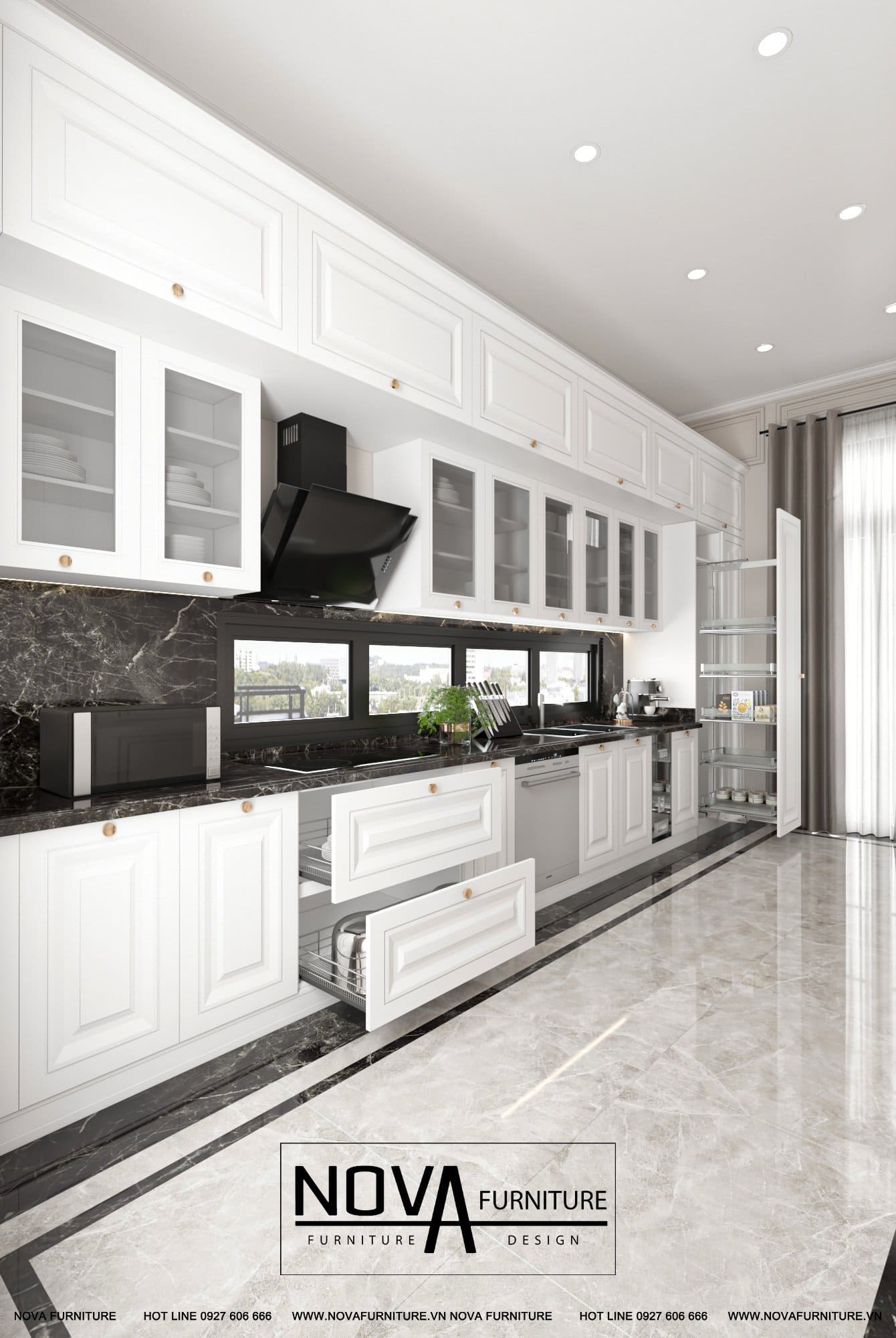 Thiết kế tủ bếp tân cổ điển cao cấp