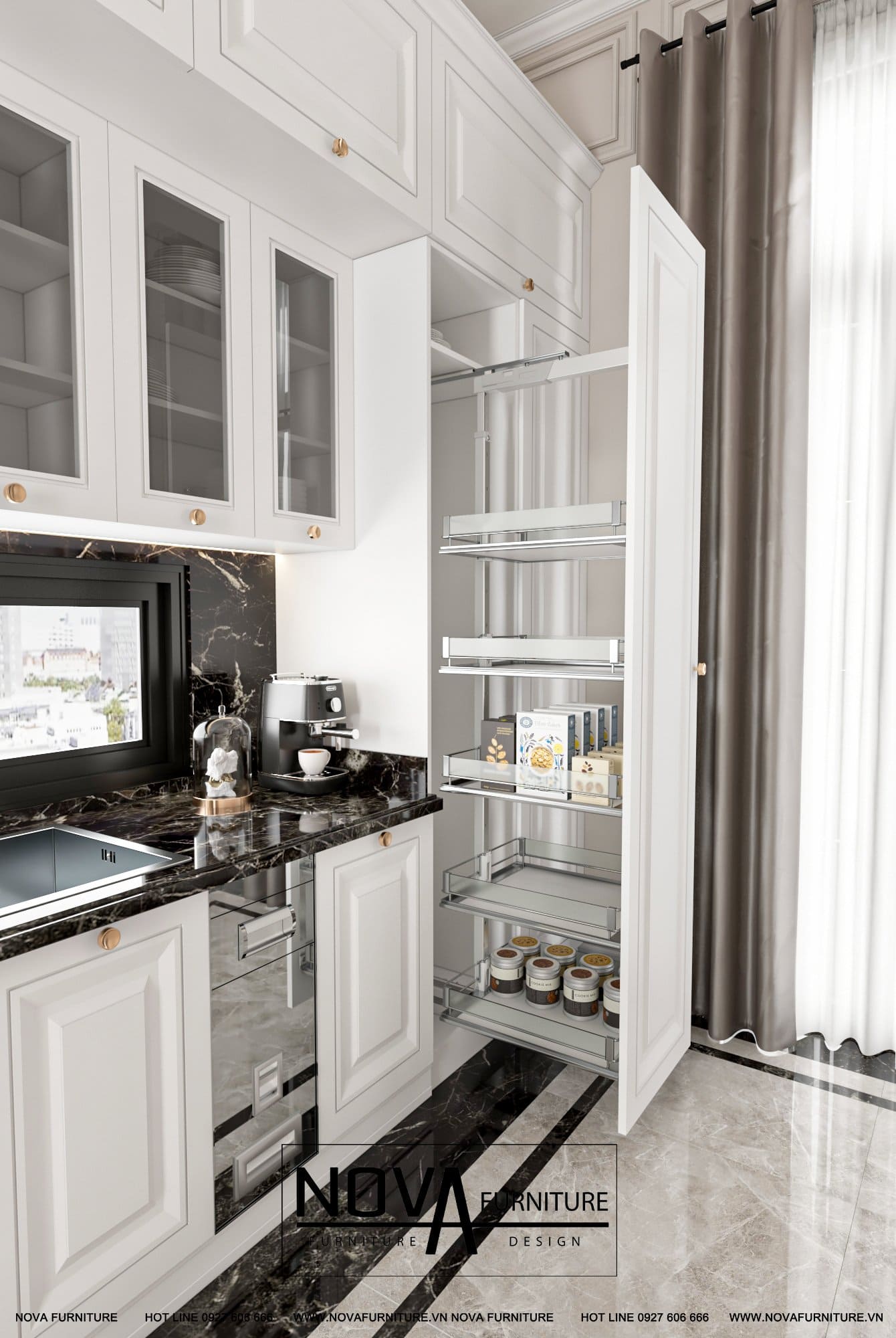 Thiết kế tủ bếp tân cổ điển cao cấp