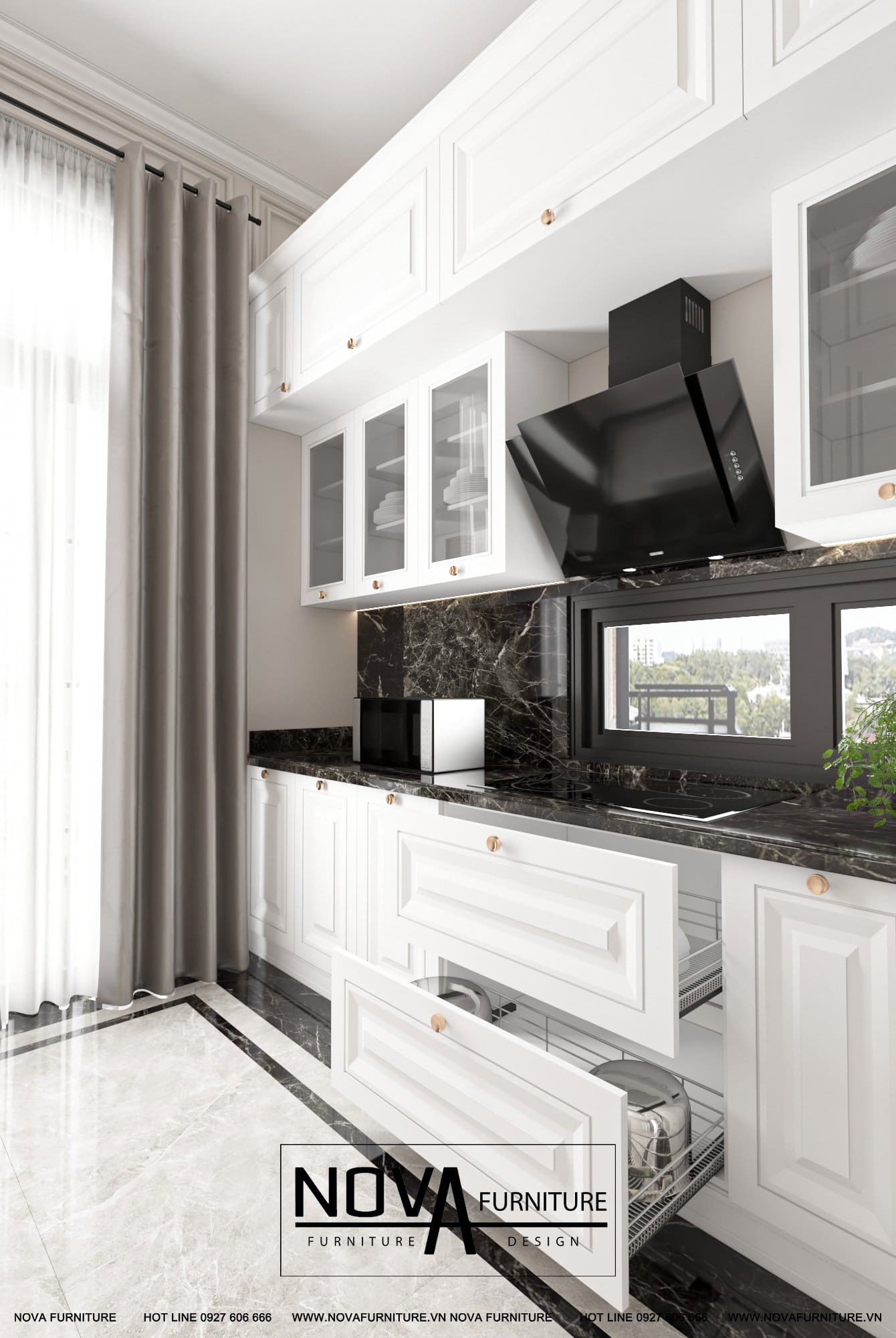 Thiết kế tủ bếp tân cổ điển cao cấp
