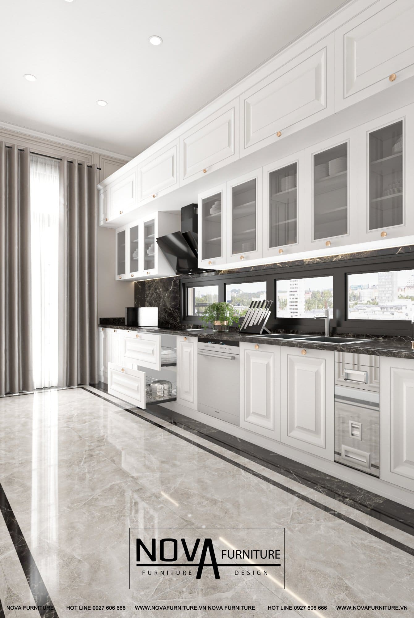 Thiết kế tủ bếp tân cổ điển cao cấp