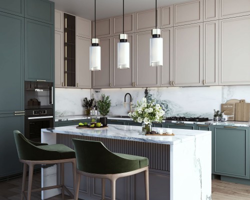 Thiết kế tủ bếp tân cổ điền Tiền Giang sang trọng hiện đại