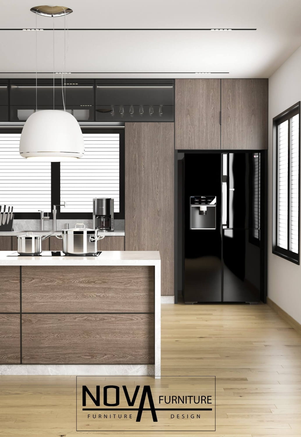 Thiết Kế Tủ Bếp Vân Gỗ Hiện Đại