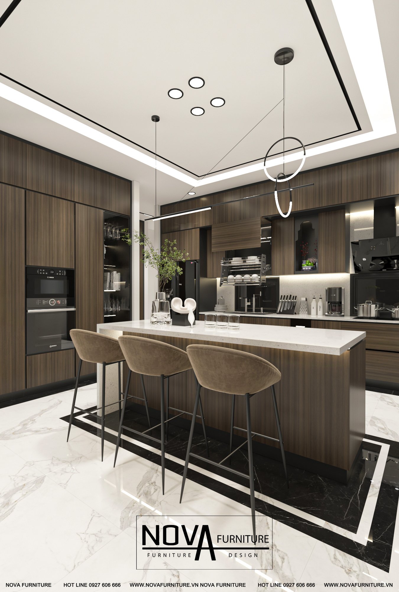 Tủ bếp gỗ hiện đại Quận 1 HCM