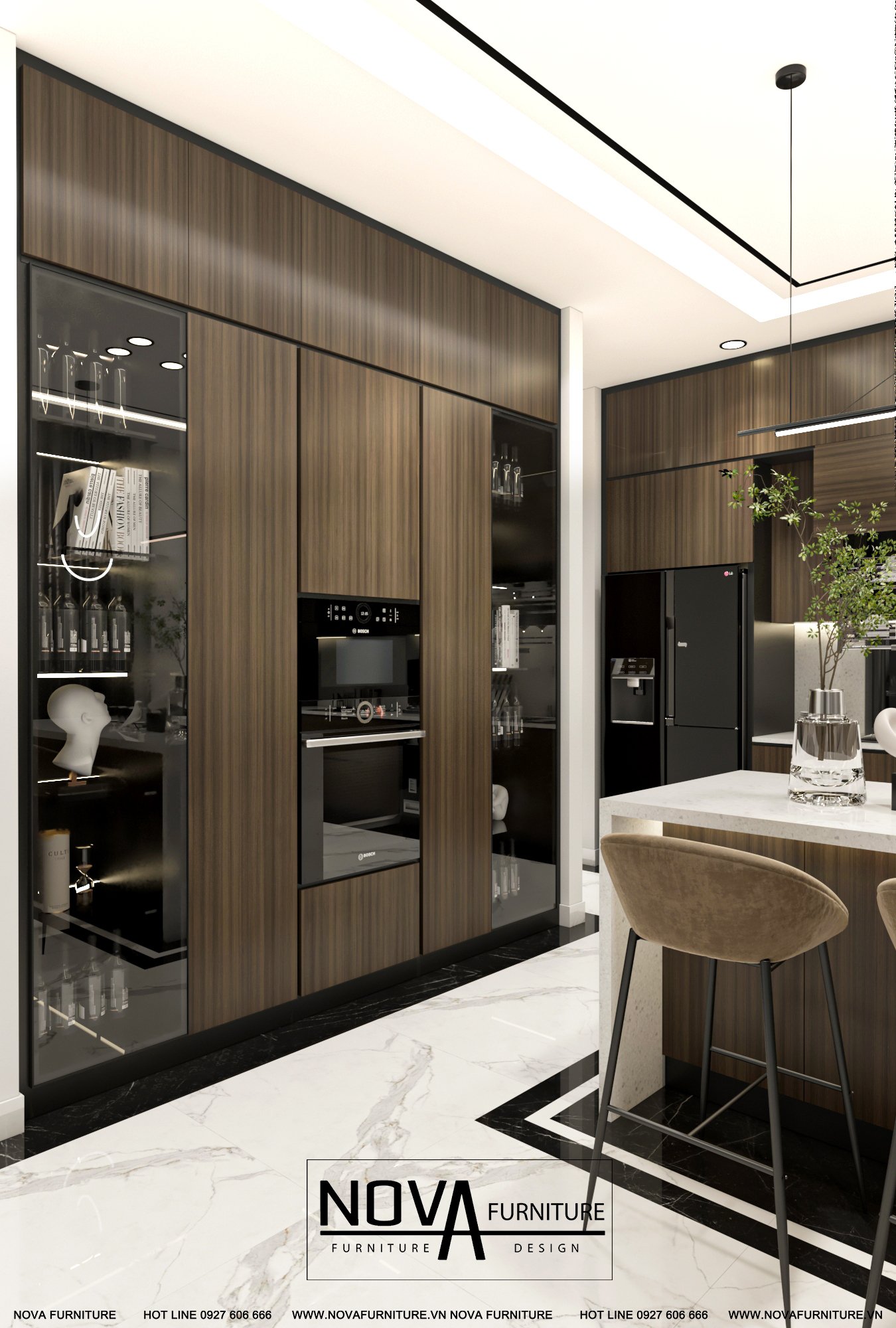 Tủ bếp gỗ hiện đại Quận 1 HCM
