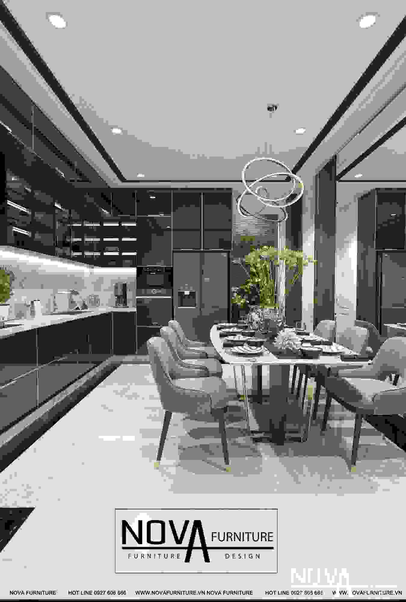 Tủ bếp cánh kính cao cấp