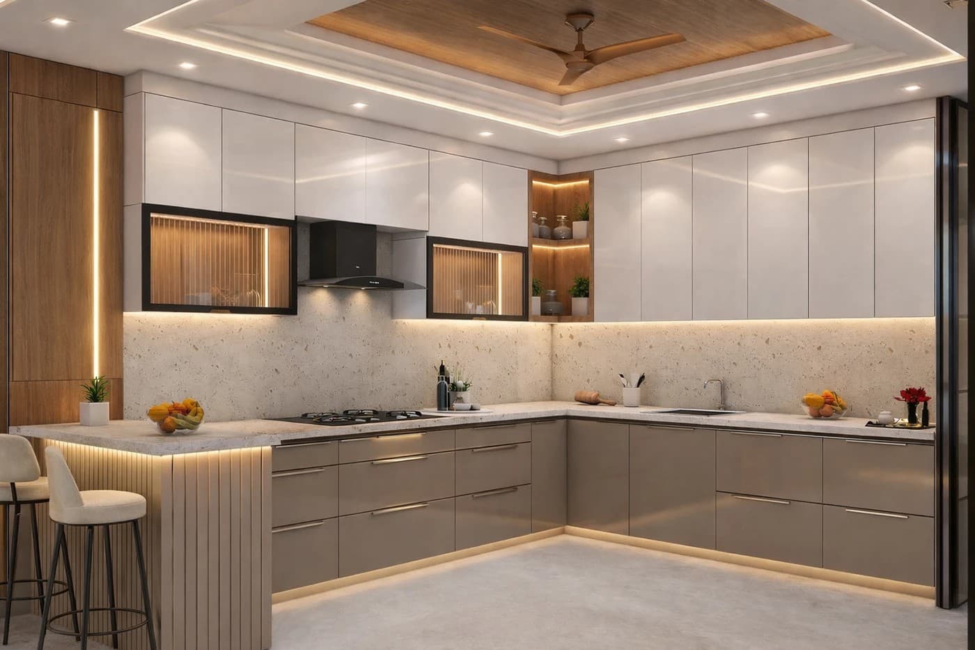 Tủ bếp đèn Led 