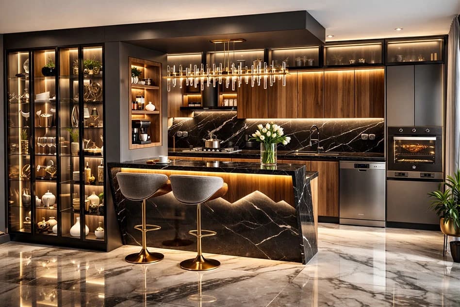 Tủ bếp đèn Led 