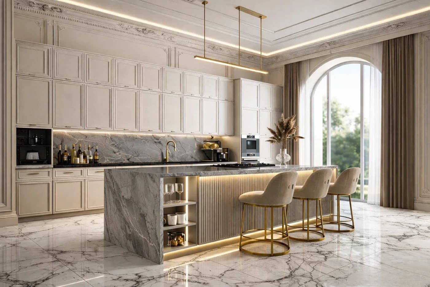 Tủ bếp đèn Led