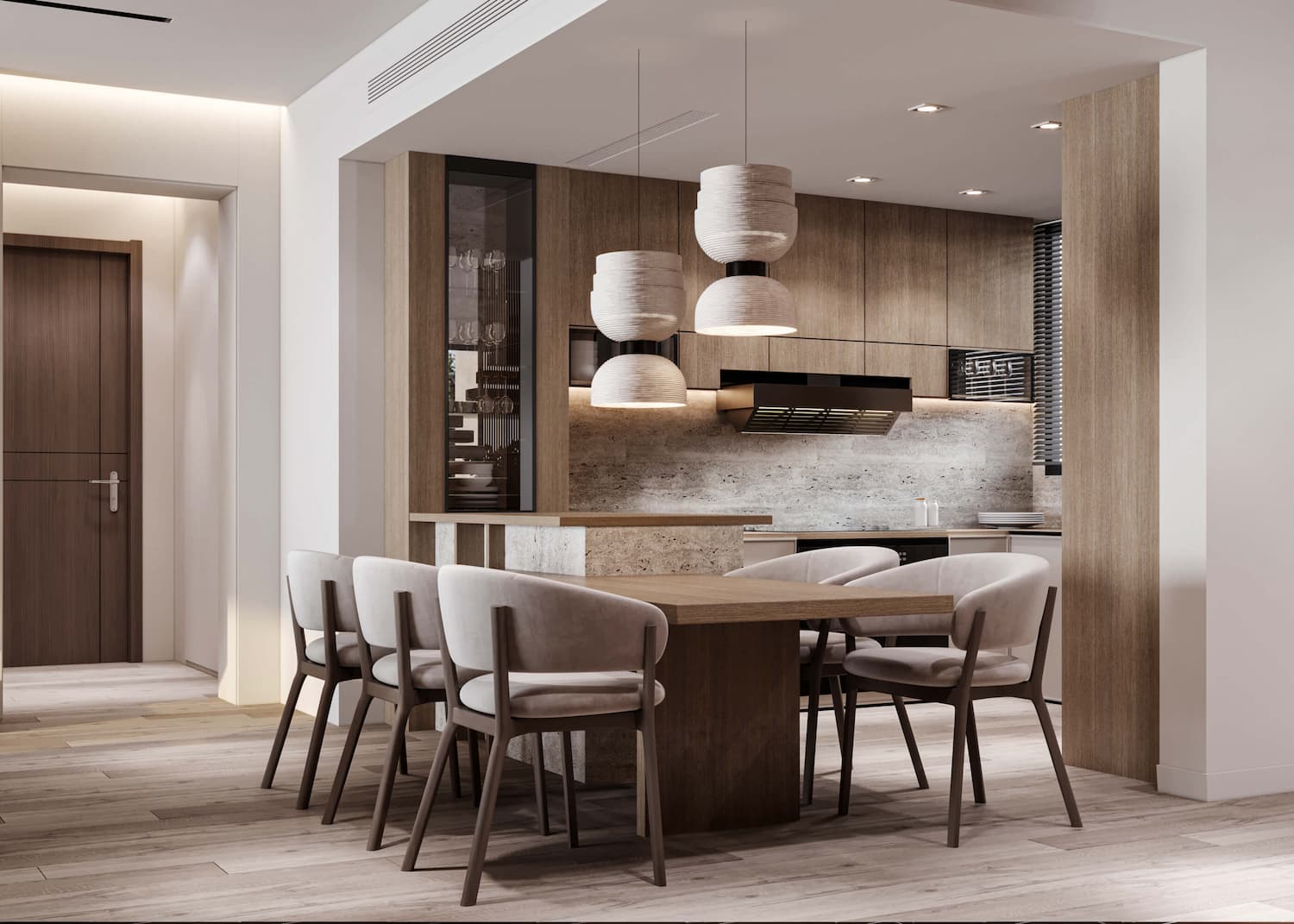 Tủ bếp vân gỗ đẹp