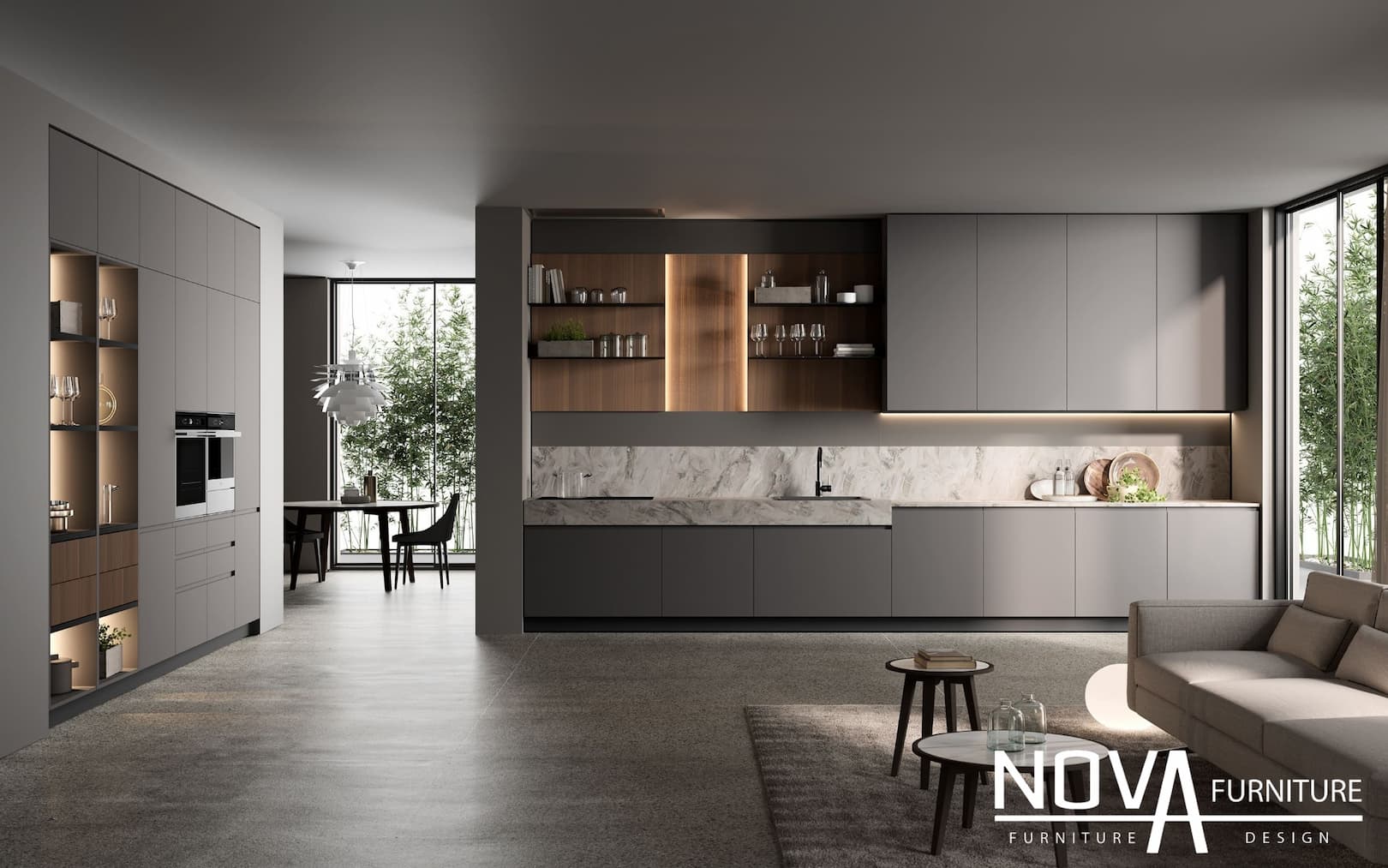 Tủ bếp mdf phủ laminate 