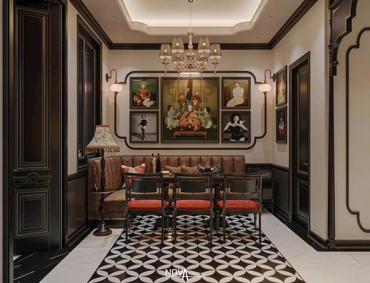 Thiết kế thi công nội thất căn hộ phong cách Indochine HCM