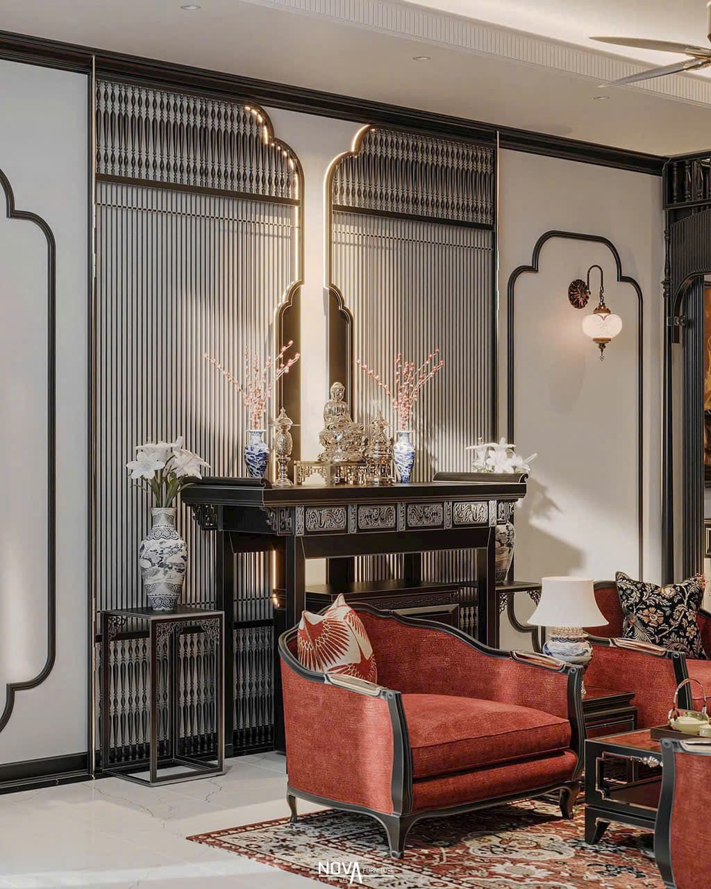 Thiết kế thi công nội thất căn hộ phong cách Indochine HCM
