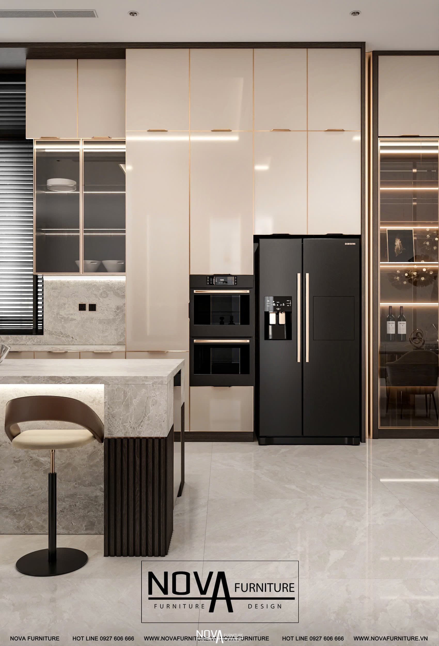 Tủ bếp cánh kính Luxury HCM