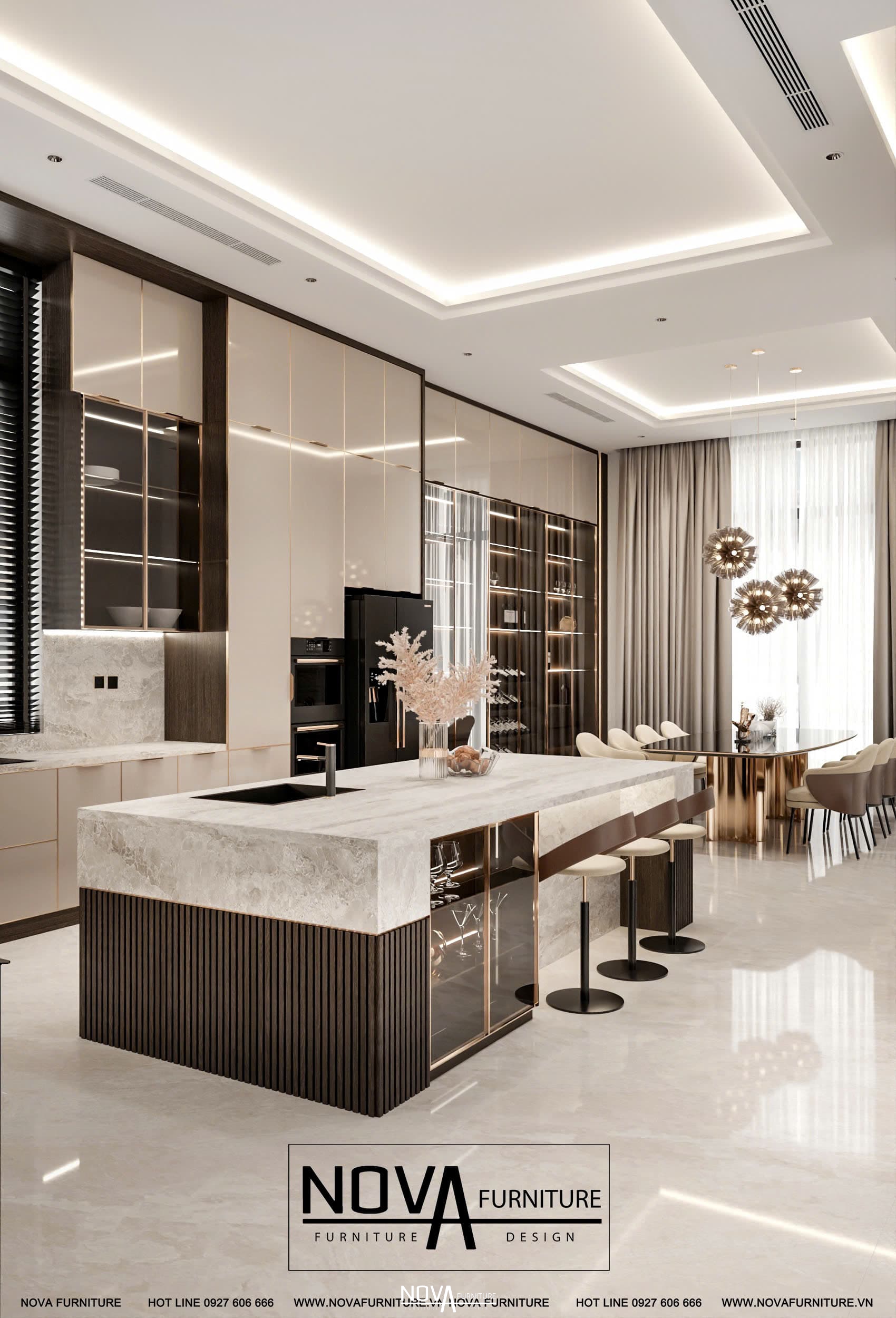 Tủ bếp cánh kính Luxury HCM