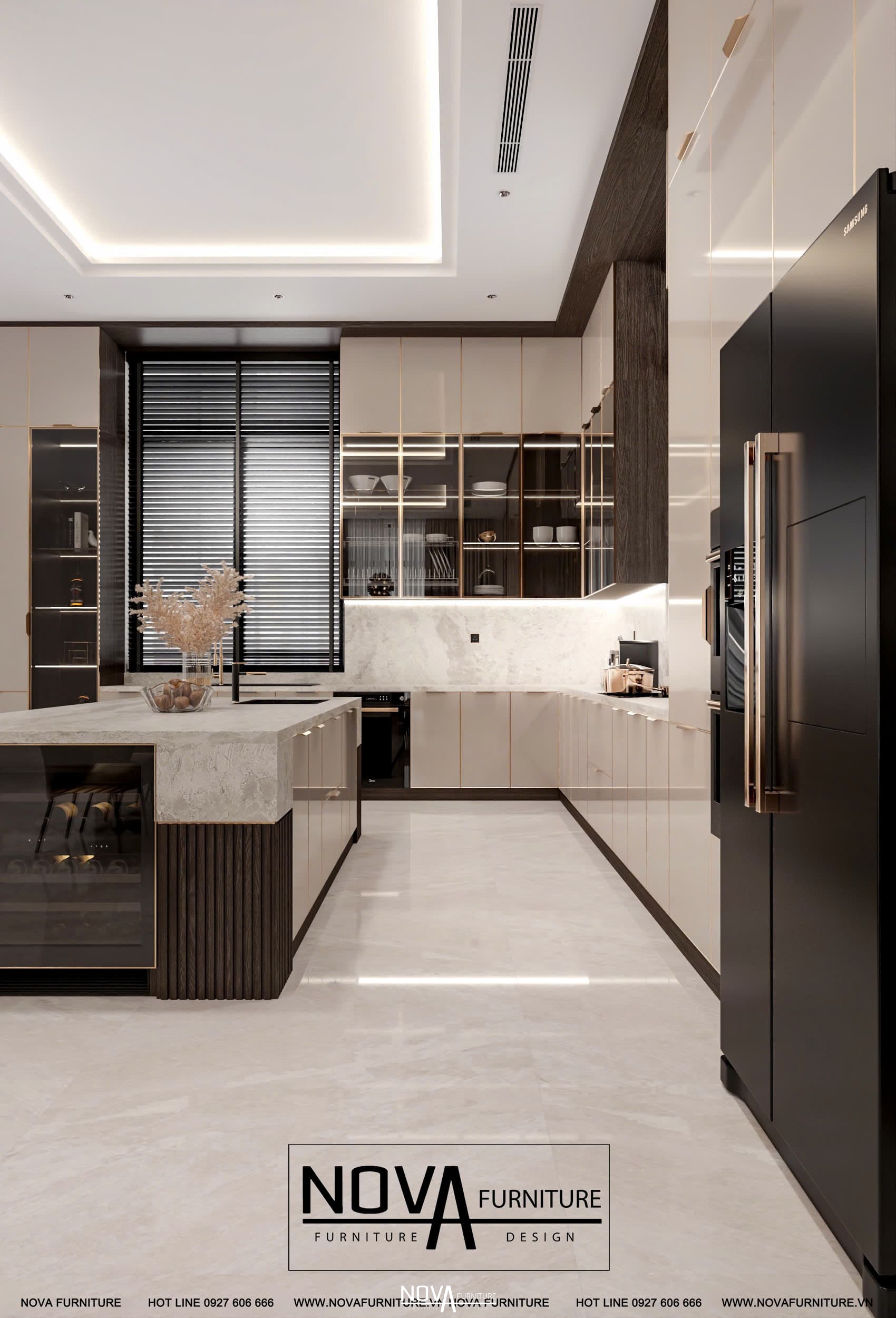 Tủ bếp cánh kính Luxury HCM