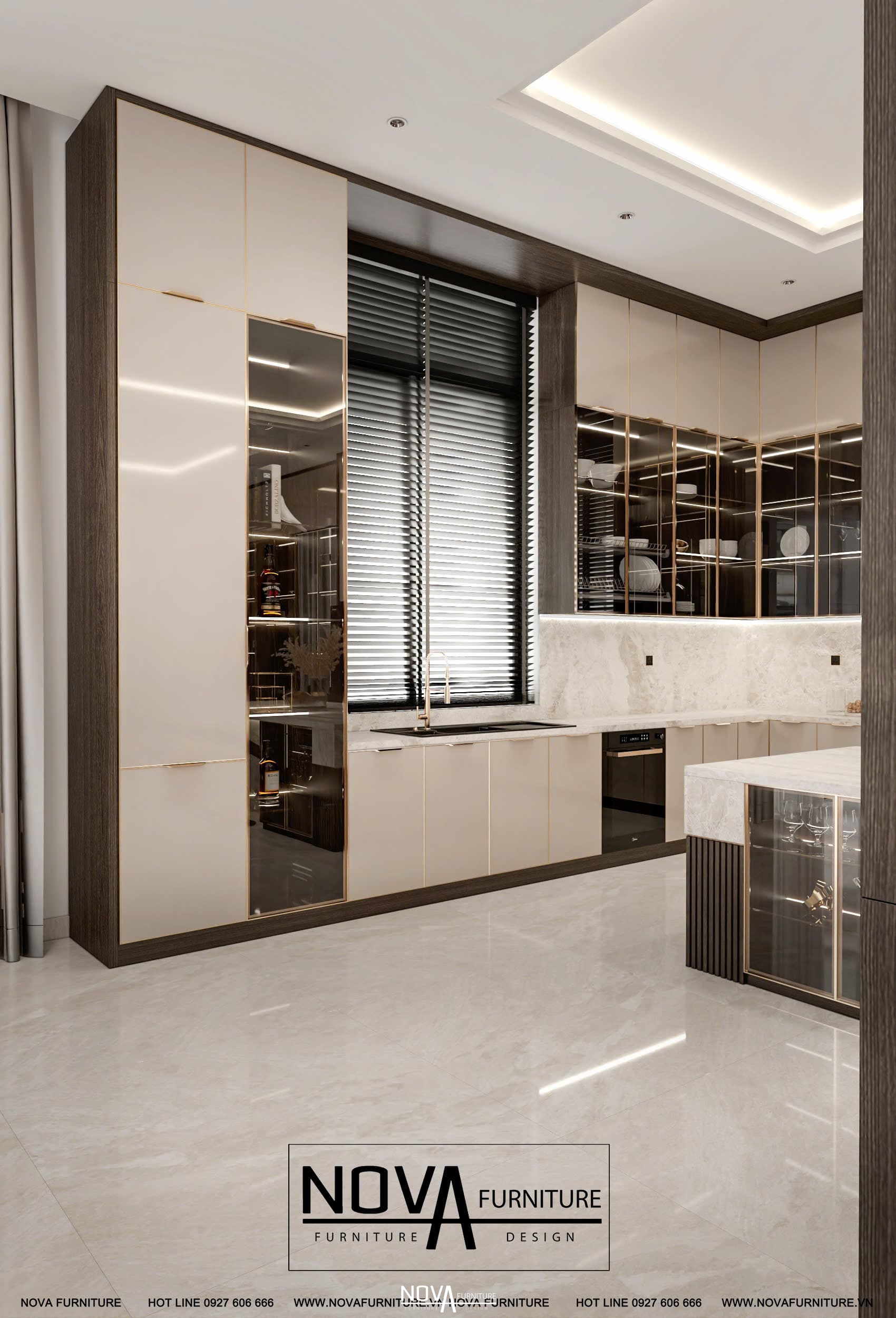 Tủ bếp cánh kính Luxury HCM