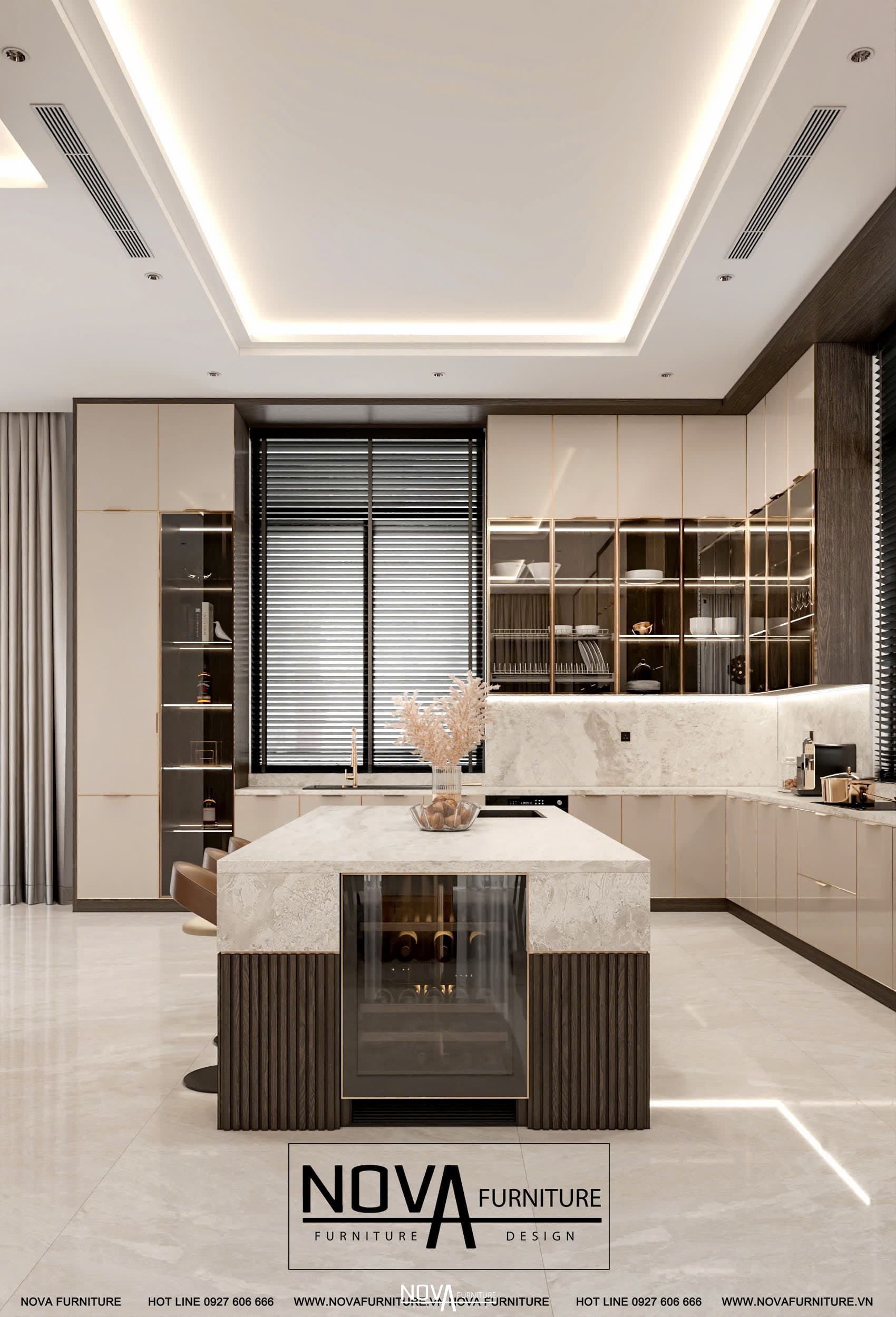 Tủ bếp cánh kính Luxury HCM