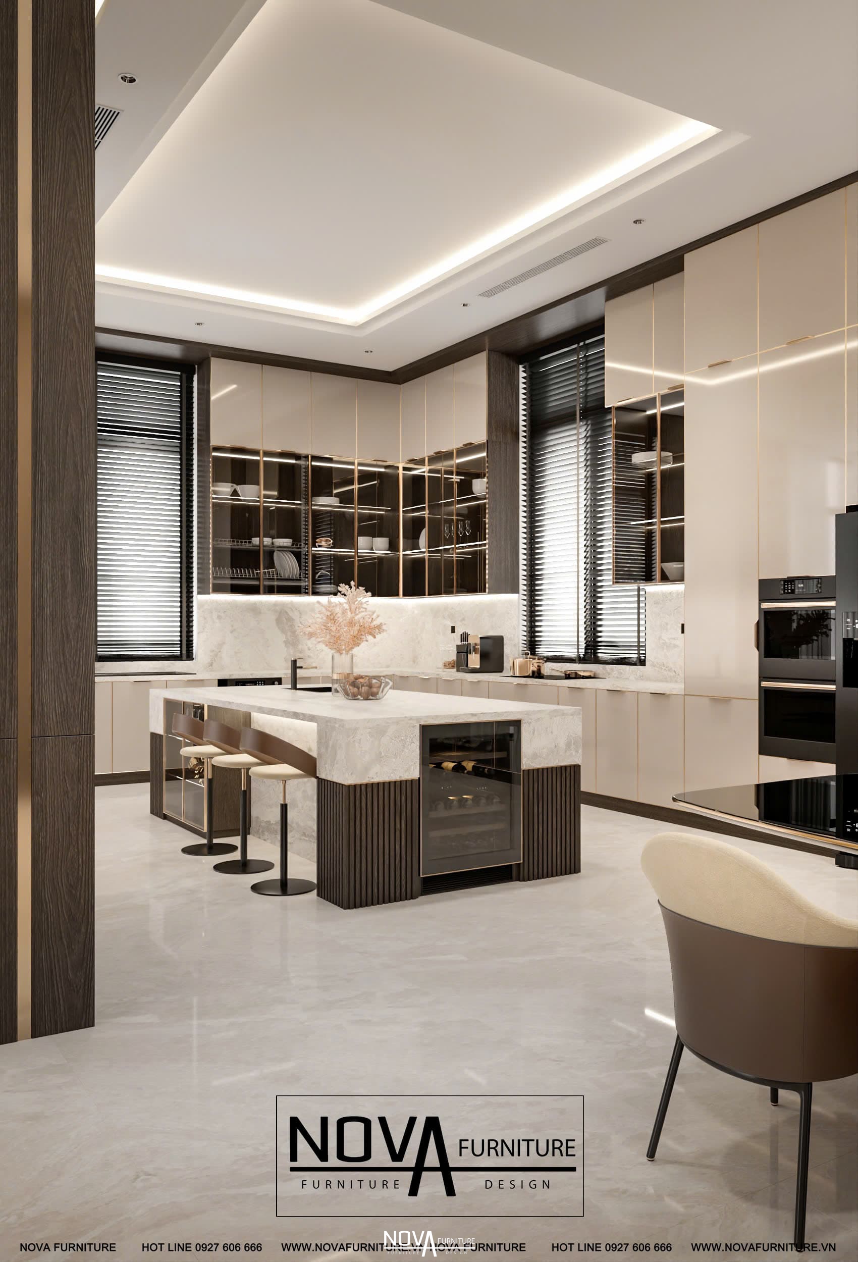 Tủ bếp cánh kính Luxury HCM