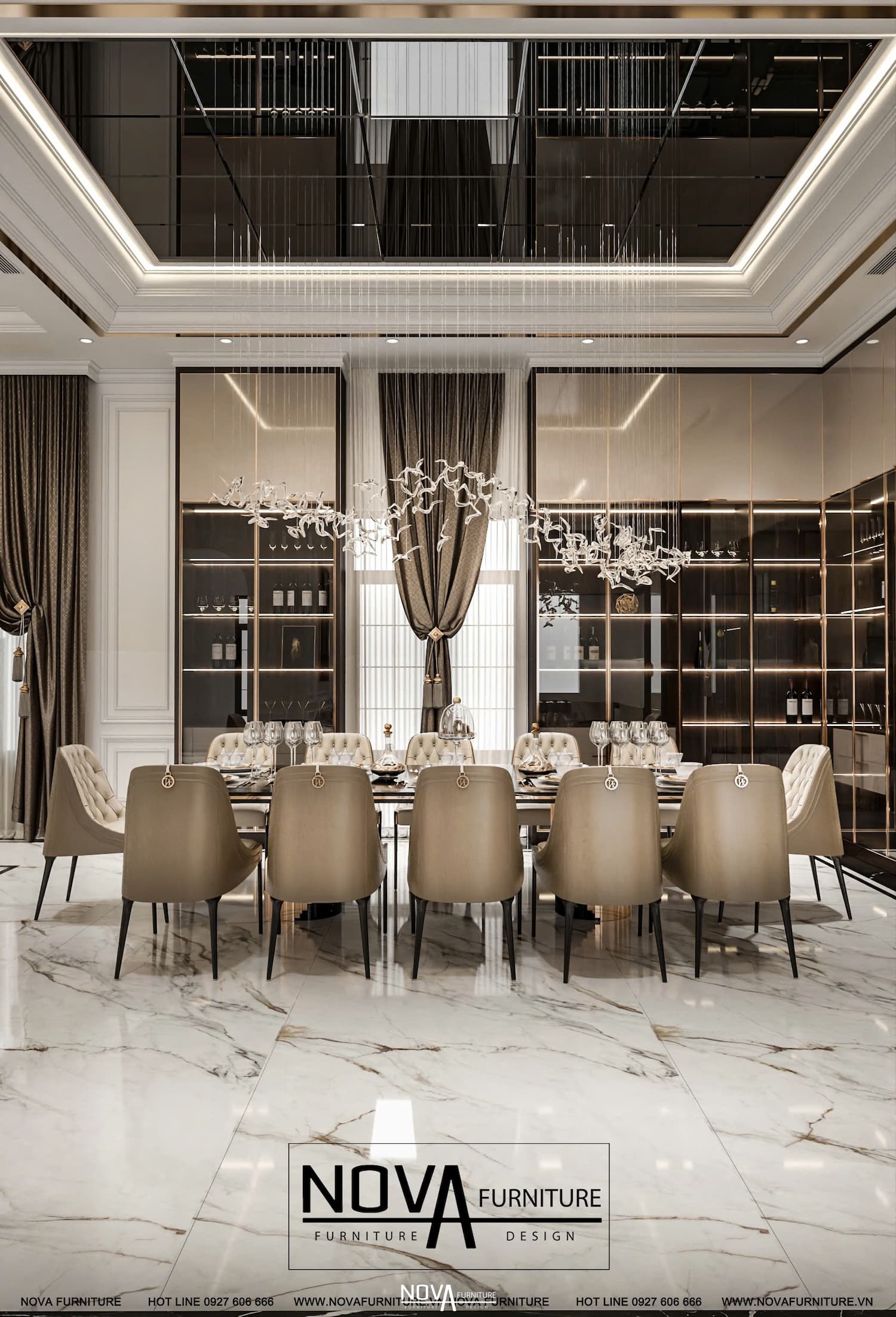 Tủ bếp cánh kính cao cấp HCM