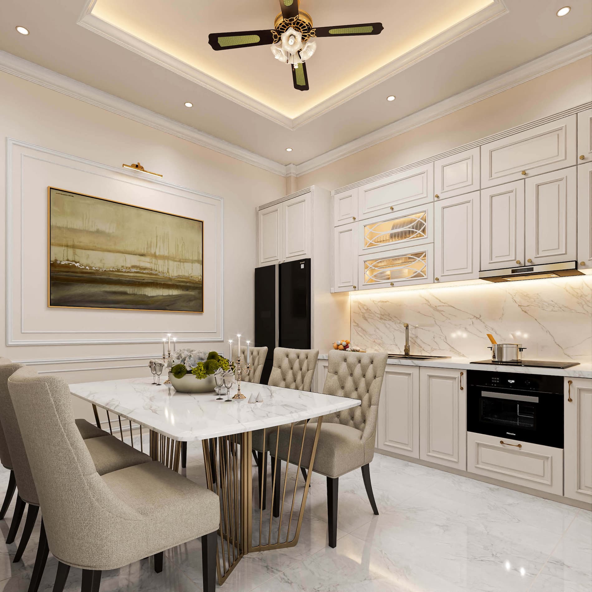 Nội thất nhà phố tân cổ điển Cần Thơ