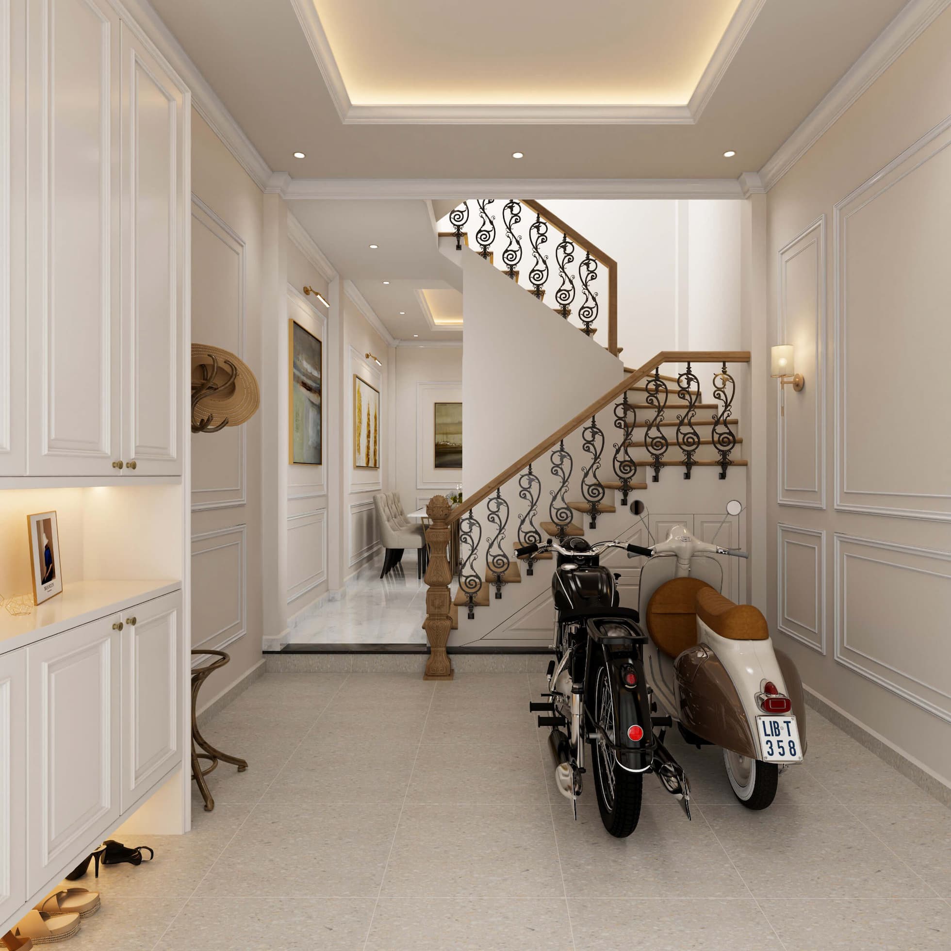 Nội thất nhà phố tân cổ điển Cần Thơ