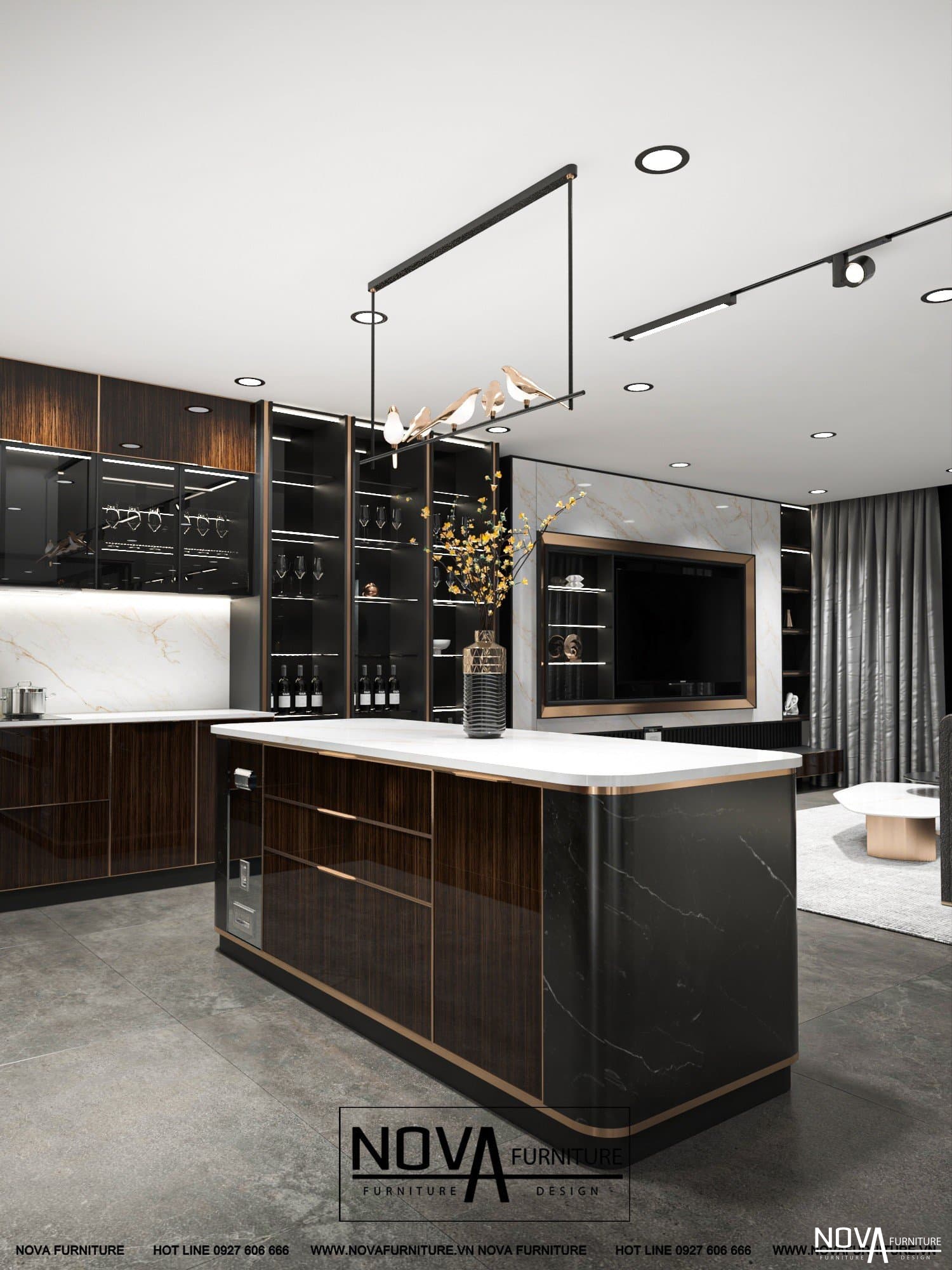 Tủ bếp cánh kính hiện đại Vũng Tàu
