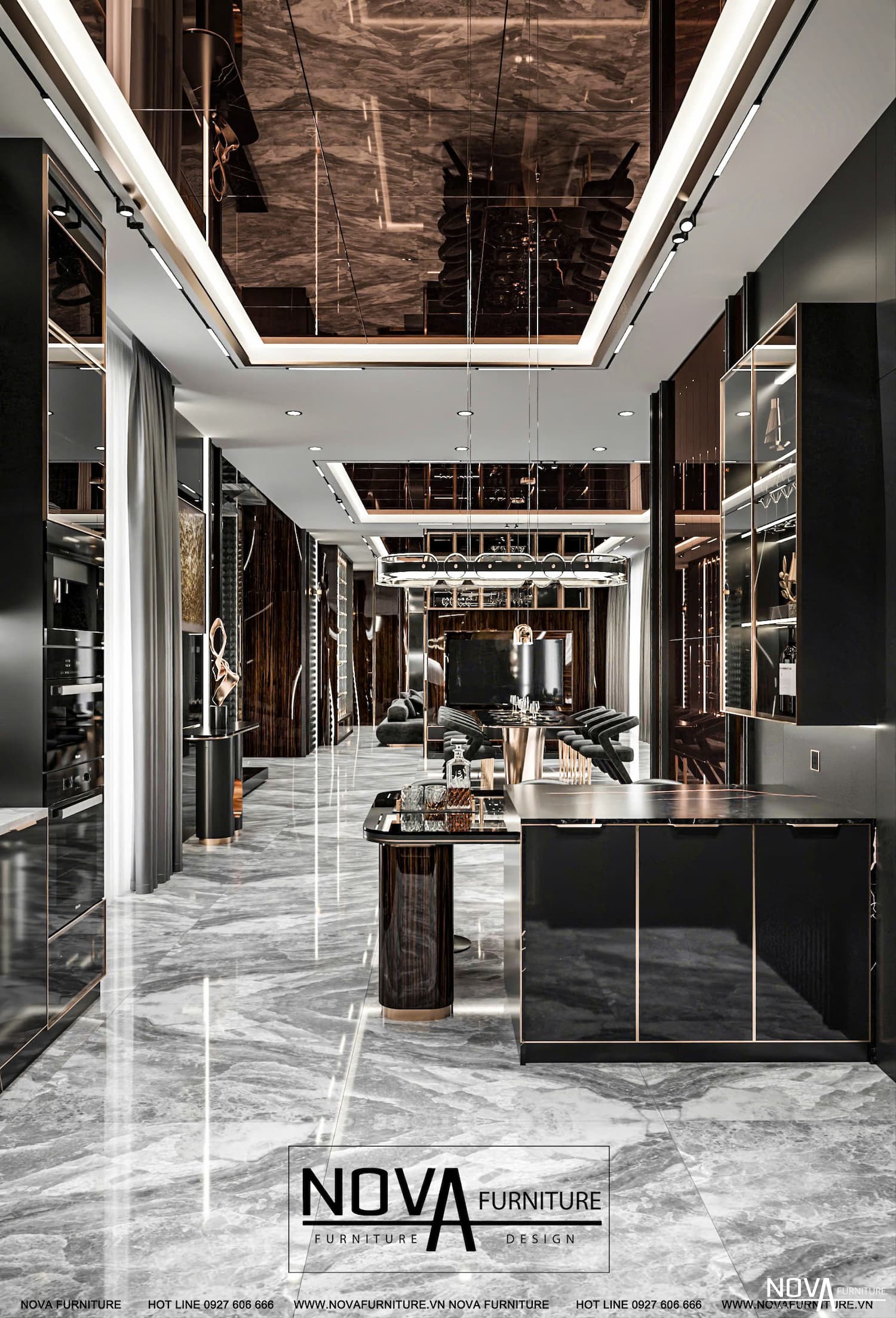 Tủ bếp cánh kính Luxury HCM