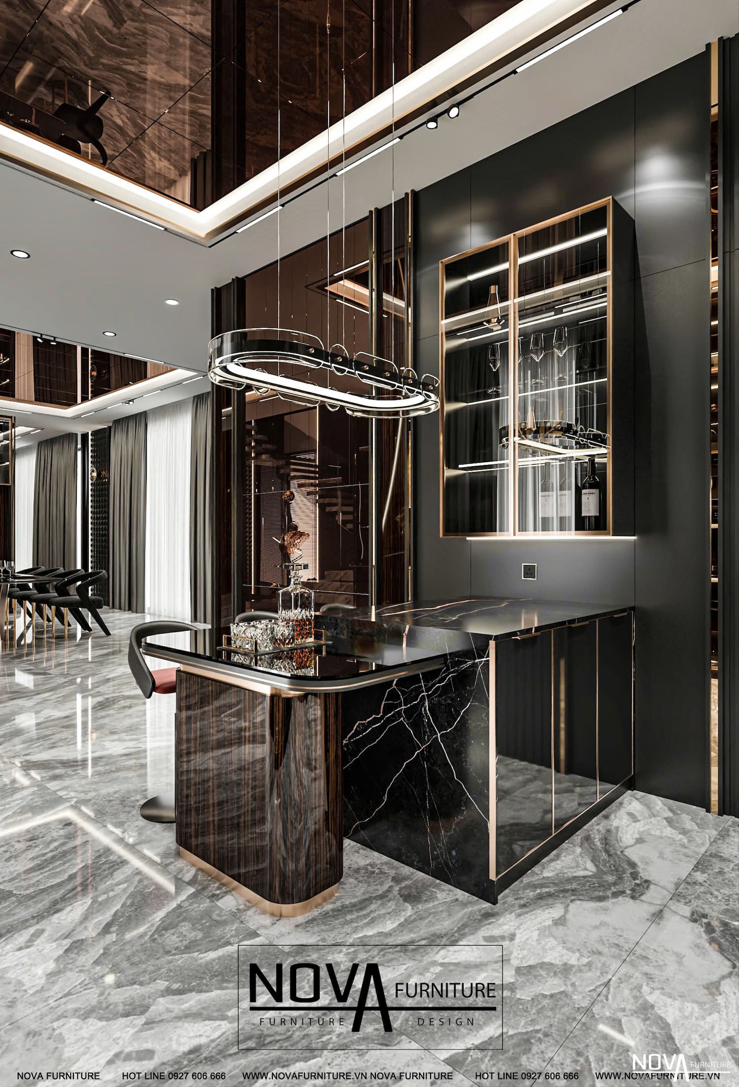 Tủ bếp cánh kính Luxury HCM