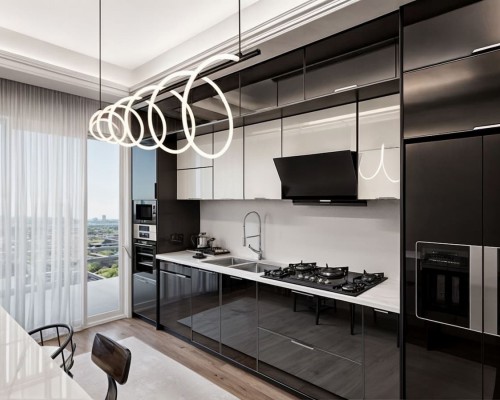 Tủ bếp cánh kính Lâm Đồng hiện đại