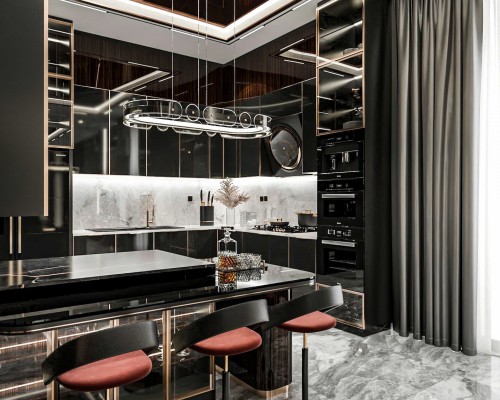 Tủ bếp cánh kính Luxury HCM