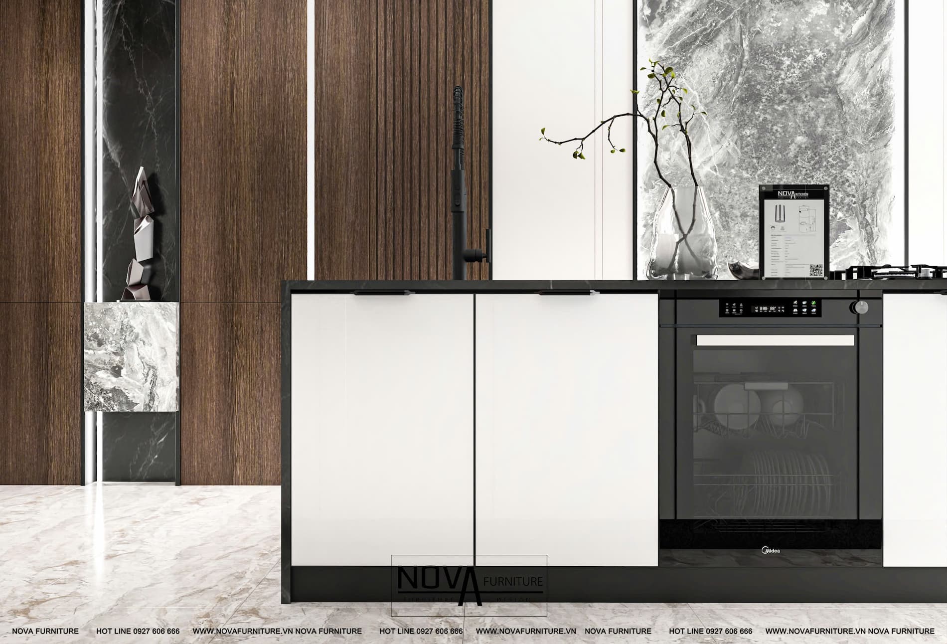Thiết kế tủ bếp hợp kim nhôm cao cấp